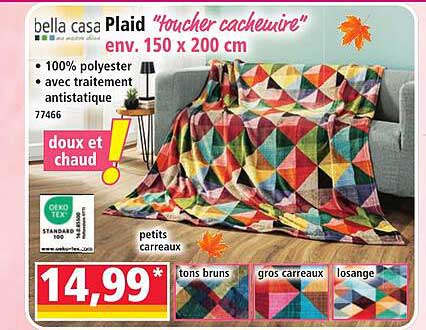 Plaid "Toucher cachemire" env. 150 x 200 cm