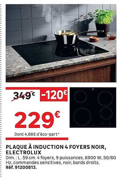 PLAQUE À INDUCTION 4 FOYERS NOIR, ELECTROLUX