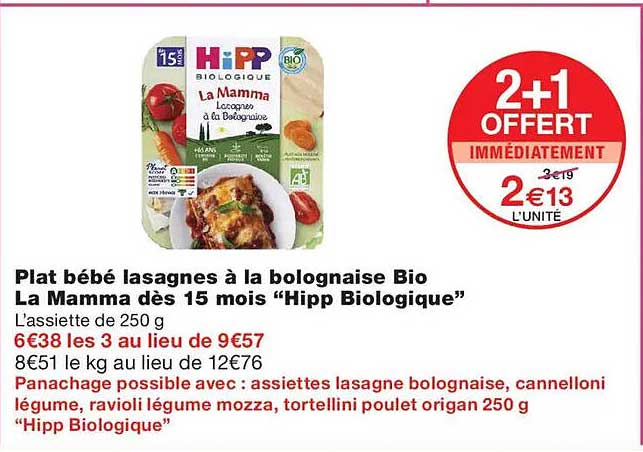 Plat bébé lasagnes à la bolognaise Bio La Mamma dès 15 mois “Hipp Biologique”