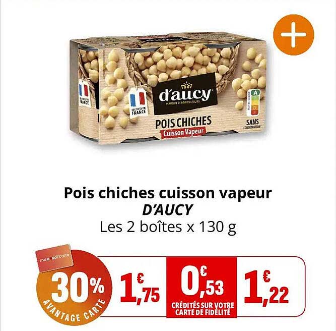 Pois chiches cuisson vapeur D’AUCY Les 2 boîtes x 130 g