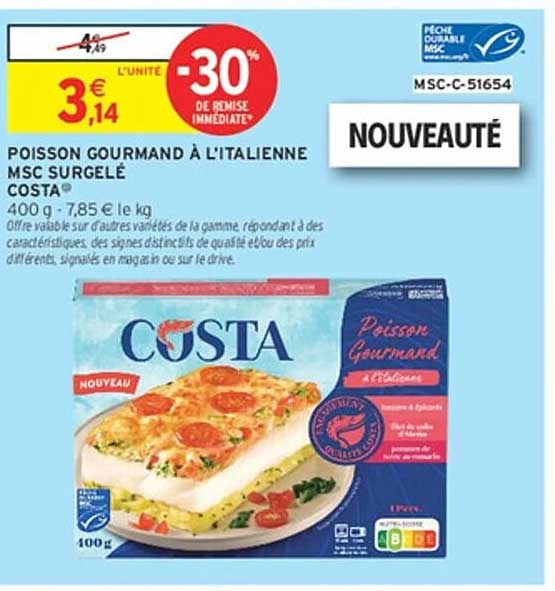 POISSON GOURMAND À L’ITALIENNE MSC SURGELÉ COSTA