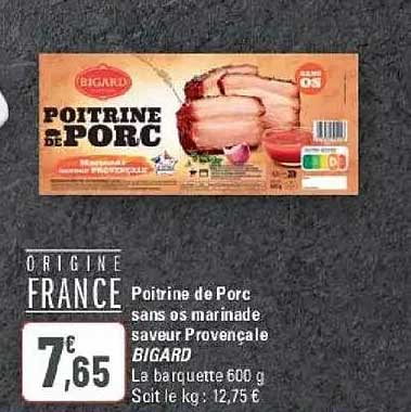 Poitrine de Porc sans os marinade saveur Provençale BIGARD