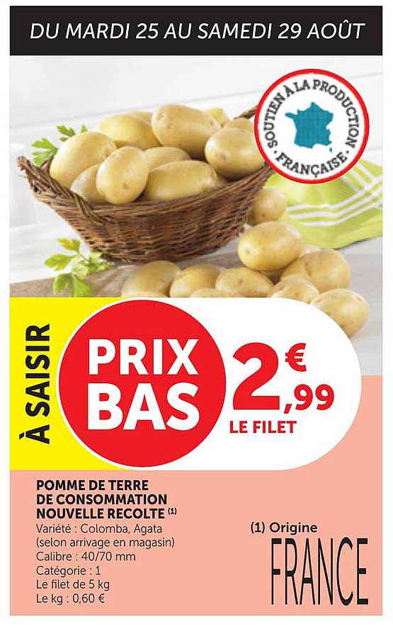 POMME DE TERRE DE CONSOMMATION NOUVELLE RÉCOLTE