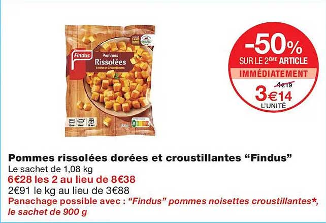 Pommes rissolées dorées et croustillantes “Findus”