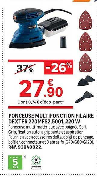 PONCEUSE MULTIFONCTION FILAIRE DEXTER 220MFS2.5001, 220 W