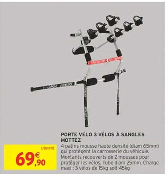 PORTE VÉLO 3 VÉLOS À SANGLES MOTTEZ