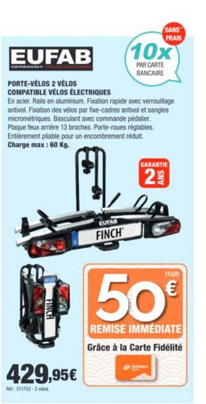 PORTE-VÉLOS 2 VÉLOS COMPATIBLE VÉLOS ÉLECTRIQUES