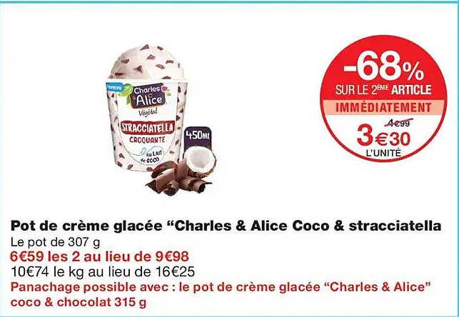 Pot de crème glacée “Charles & Alice Coco & stracciatella