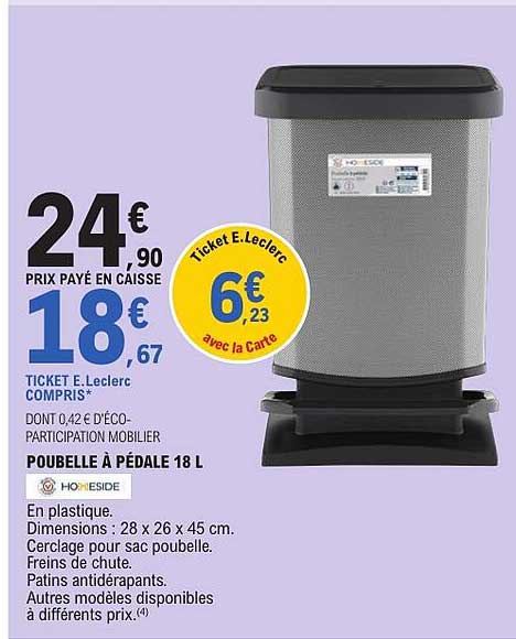 POUBELLE À PÉDALE 18 L