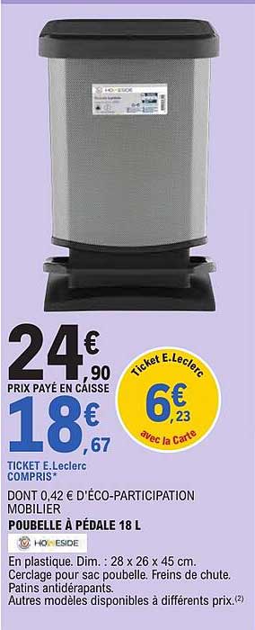 POUBELLE À PÉDALE 18 L