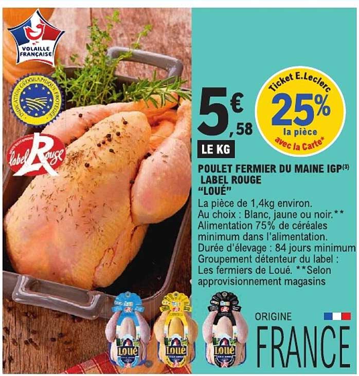 POULET FERMIER DU MAINE IGP LABEL ROUGE “LOUÉ”