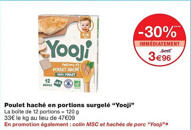 Poulet haché en portions surgelé “Yooji”