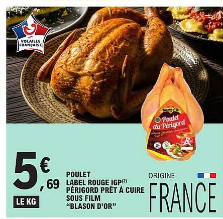 Poulet label rouge IGP Périgord prêt à cuire sous film “Blason d’Or”