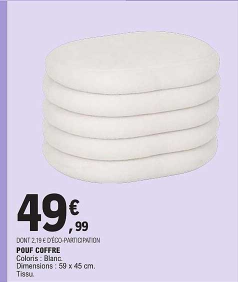 POUR COFFRE Coloris : Blanc. Dimensions : 59 x 45 cm. Tissu.