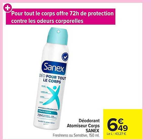 Pour tout le corps offre 72h de protection contre les odeurs corporelles