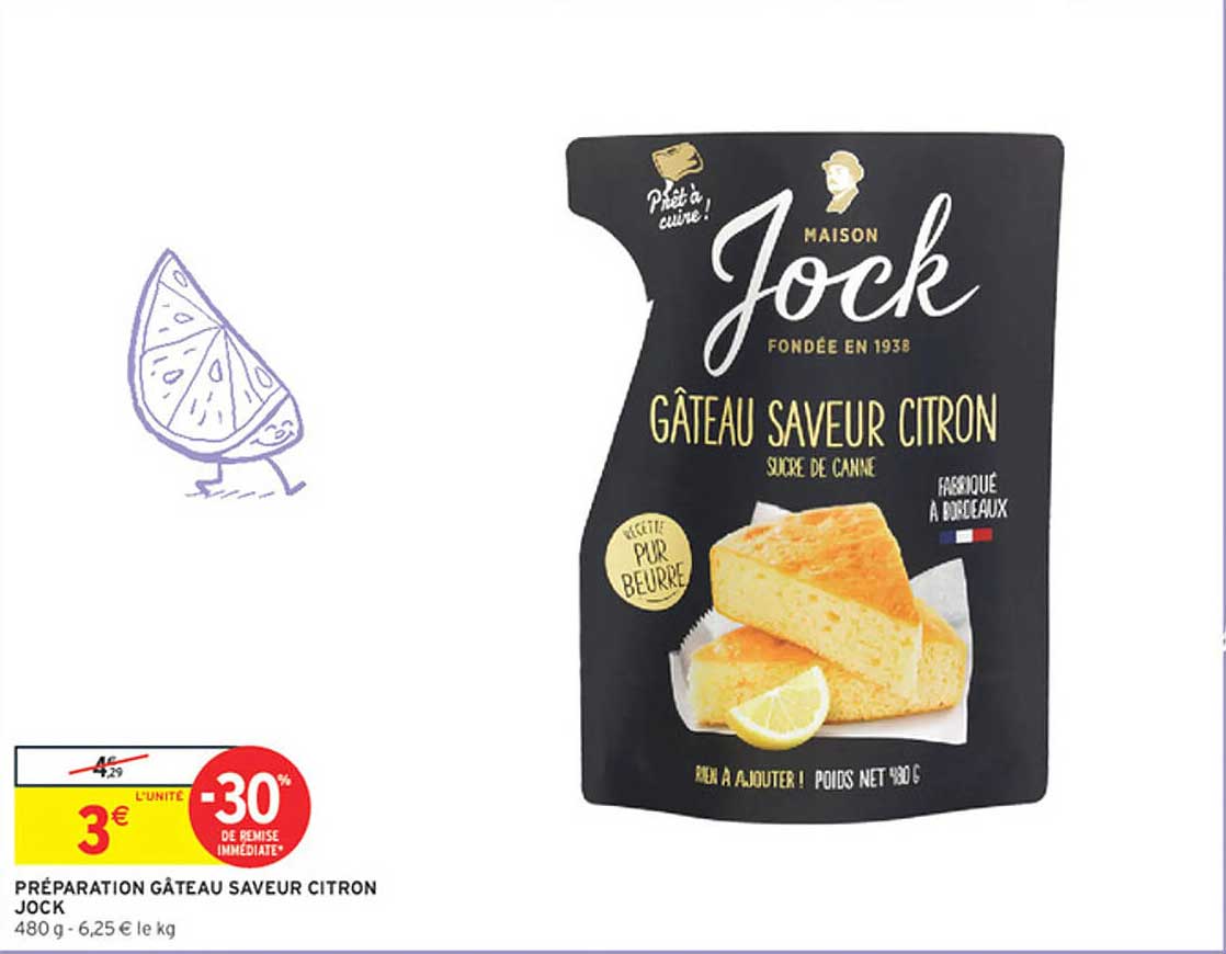 PRÉPARATION GÂTEAU SAVEUR CITRON JOCK