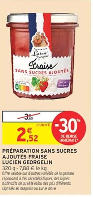 PRÉPARATION SANS SUCRES AJOUTÉS FRAISE LUCIEN GEORGELIN