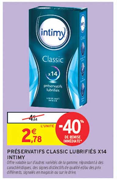 PRÉSERVATIFS CLASSIC LUBRIFIÉS X14 INTIMY