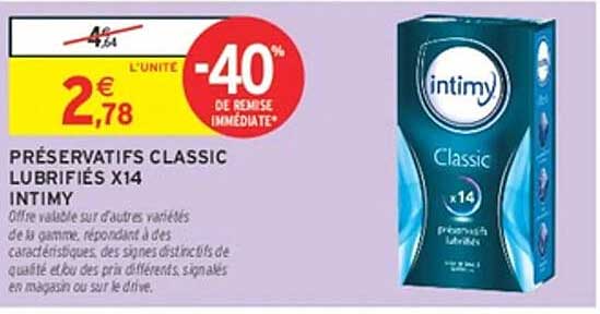 PRÉSERVATIFS CLASSIC LUBRIFIÉS X14 INTIMY