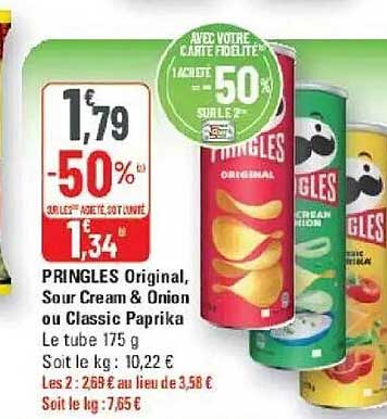PRINGLES Original, Sour Cream & Onion ou Classic Paprika