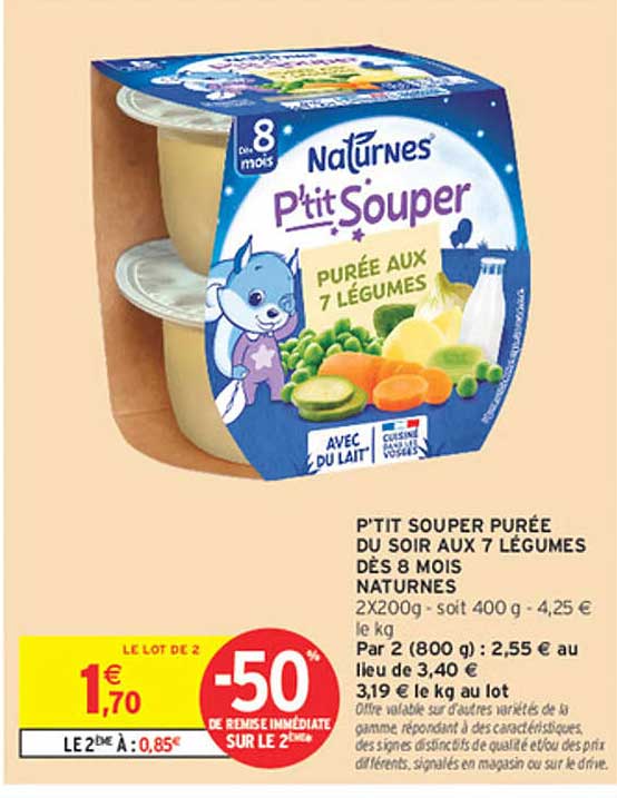 P'TIT SOUPER PURÉE DU SOIR AUX 7 LÉGUMES DÈS 8 MOIS NATURES
