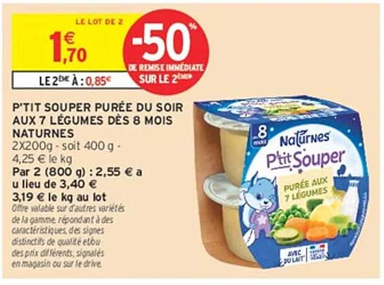 P'TIT SOUPer PURÉE DU SOIR AUX 7 LÉGUMES DÈS 8 MOIS NATURES
