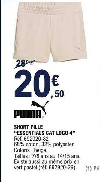 PUMA SHORT FILLE “ESSENTIALS CAT LOGO 4”