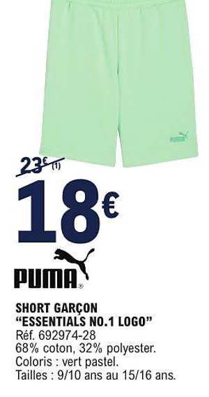 PUMA SHORT GARÇON “ESSENTIALS NO.1 LOGO”