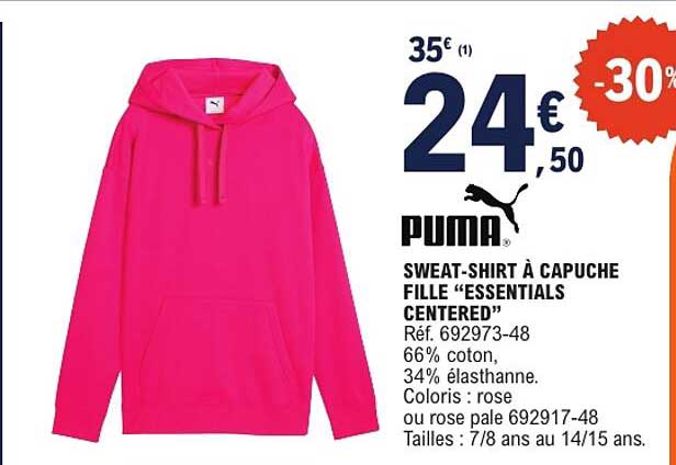 PUMA SWEAT-SHIRT À CAPUCHE FILLE “ESSENTIALS CENTERED”