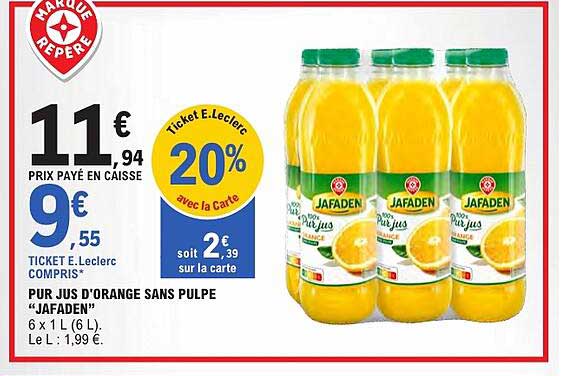 PUR JUS D'ORANGE SANS PULPE "JAFADEN"