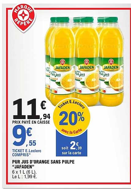 PUR JUS D'ORANGE SANS PULPE "JAFADEN"
