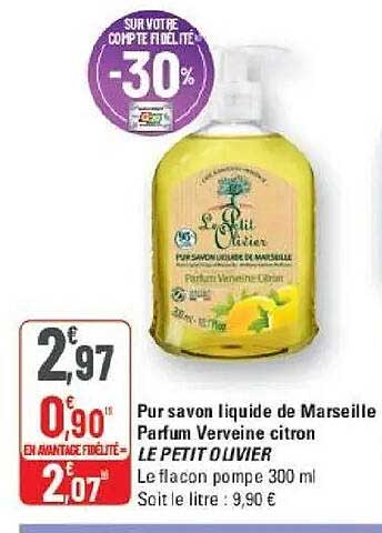 Pur savon liquide de Marseille Parfum Verveine citron LE PETIT OLIVIER