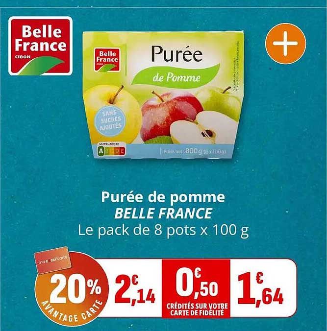 Purée de pomme BELLE FRANCE Le pack de 8 pots x 100 g