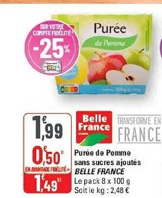 Purée de Pomme sans sucres ajoutés BELLE FRANCE