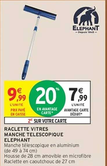 RACLETTE VITRES MANCHE TELESCOPIQUE ELEPHANT