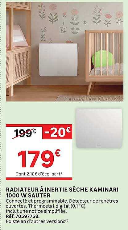 RADIATEUR À INERTIE SÈCHE KAMINARI 1000 W SAUTER
