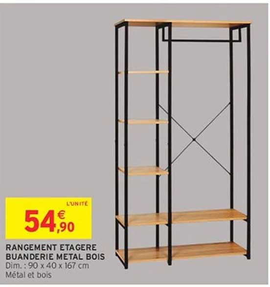 RANGEMENT ETAGERE BUANDERIE METAL BOIS