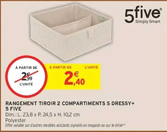 RANGEMENT TIROIR 2 COMPARTIMENTS S DRESSY+ 5 FIVE