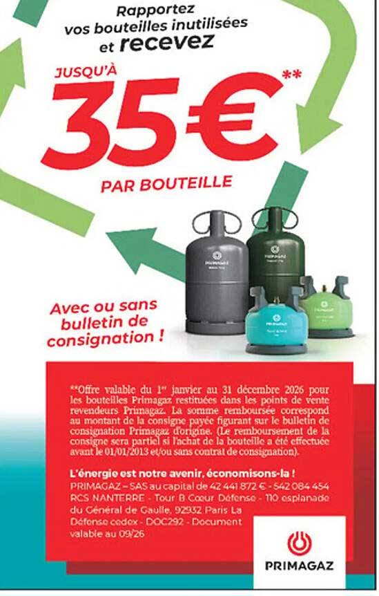 Rapportez vos bouteilles inutilisées et recevez jusqu'à 35€ par bouteille