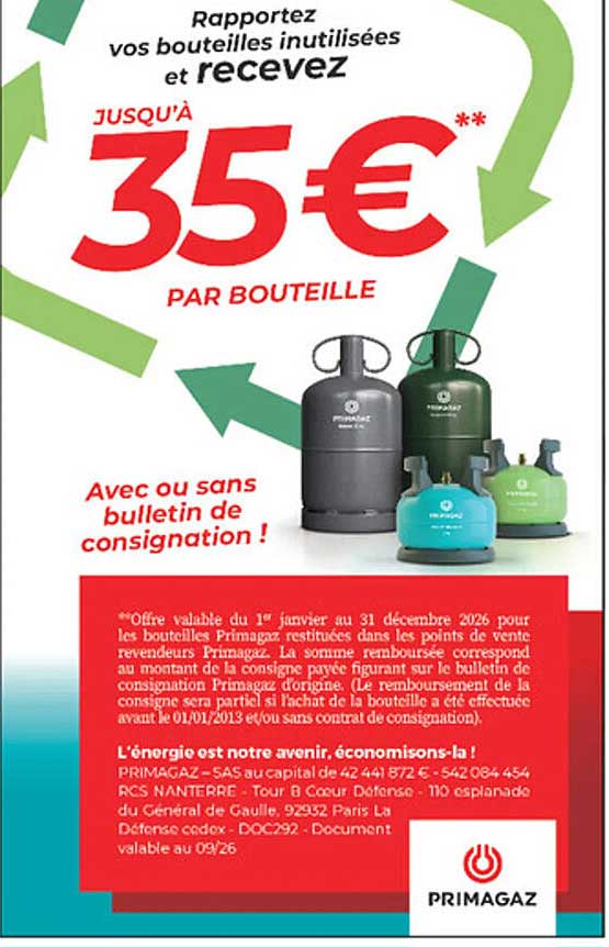 Rapportez vos bouteilles inutilisées et recevez jusqu'à 35€ par bouteille