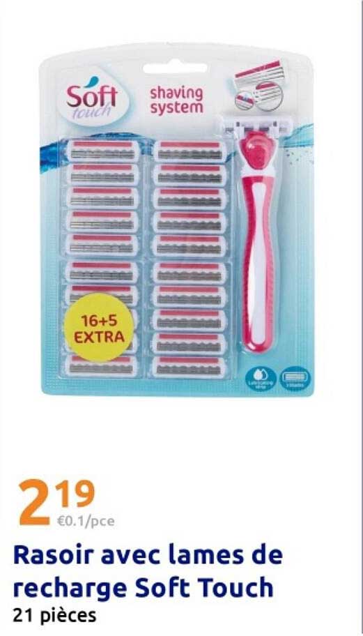 Rasoir avec lames de recharge Soft Touch 21 pièces