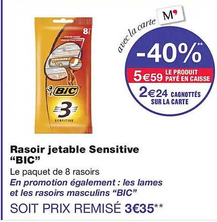 Rasoir jetable Sensitive “BIC”