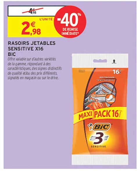RASOIRS JETABLES SENSITIVE X16 BIC