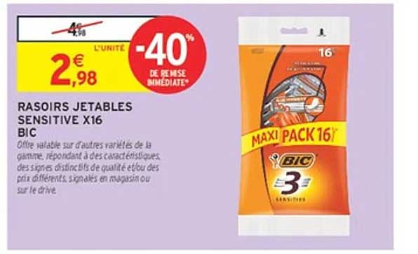 RASOIRS JETABLES SENSITIVE X16 BIC