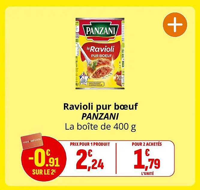 Ravioli pur bœuf PANZANI La boîte de 400 g