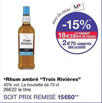 Rhum ambré “Trois Rivières”