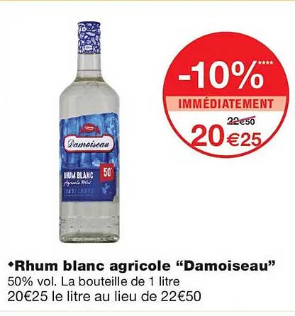 Rhum blanc agricole “Damoiseau”
