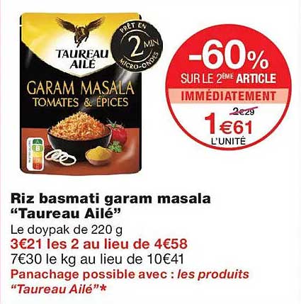 Riz basmati garam masala “Taureau Ailé”