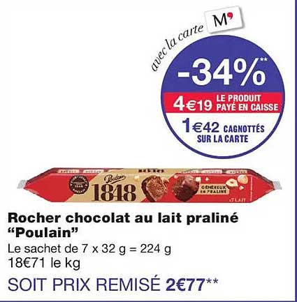 Rocher chocolat au lait praliné “Poulain”