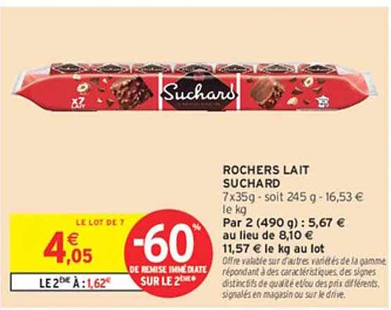 ROCHERS LAIT SUCHARD